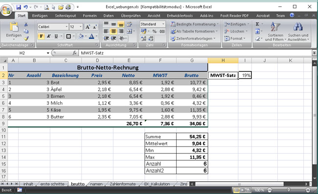 excel zellberechnungen